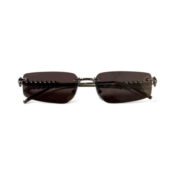 Clash de Cartier Smooth Platinum-Finish Rectangular Sunglasses - Image 3