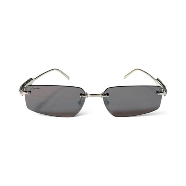 Clash de Cartier Smooth Platinum-Finish Rectangular Sunglasses