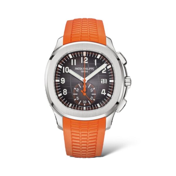 Patek Philippe Aquanaut 42.2mm Chronograph 5968A Black Embossed Dial Orange Straps