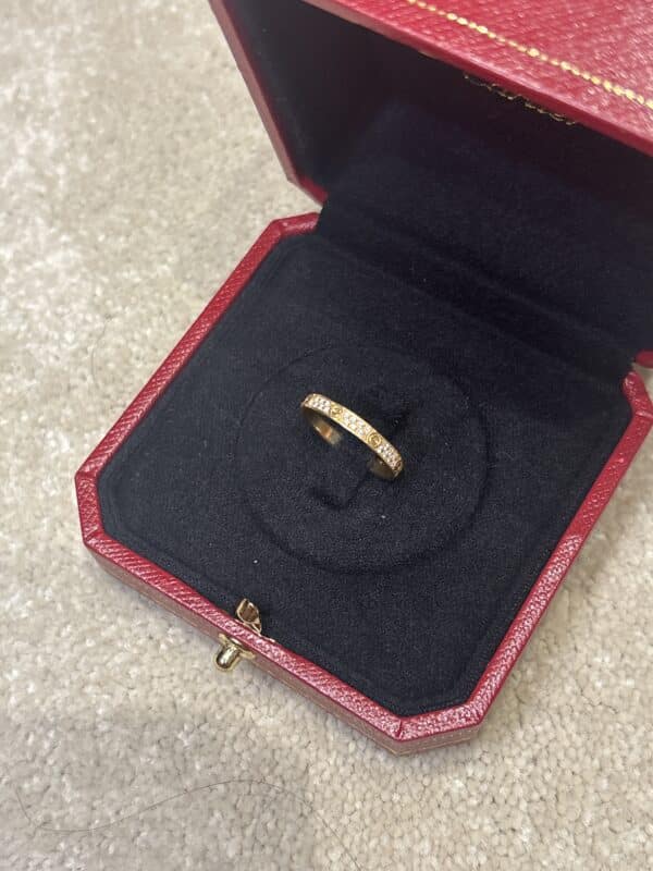 Cartier Diamond Pave Love Ring, Yellow Gold 51 - Image 3