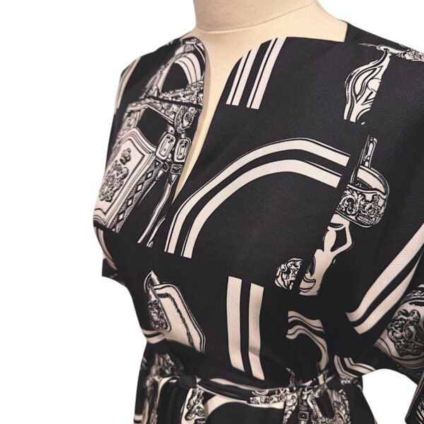 Hermes Belted Caftan Ceinture "En Desordre Finesse" Bleu Noir Size 36 - Image 3