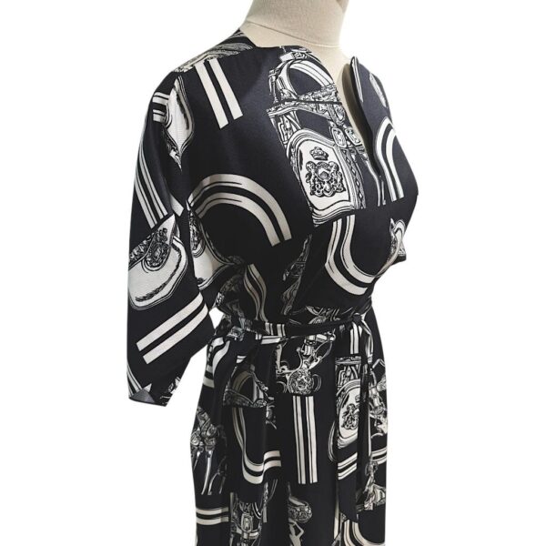 Hermes Belted Caftan Ceinture "En Desordre Finesse" Bleu Noir Size 36 - Image 2