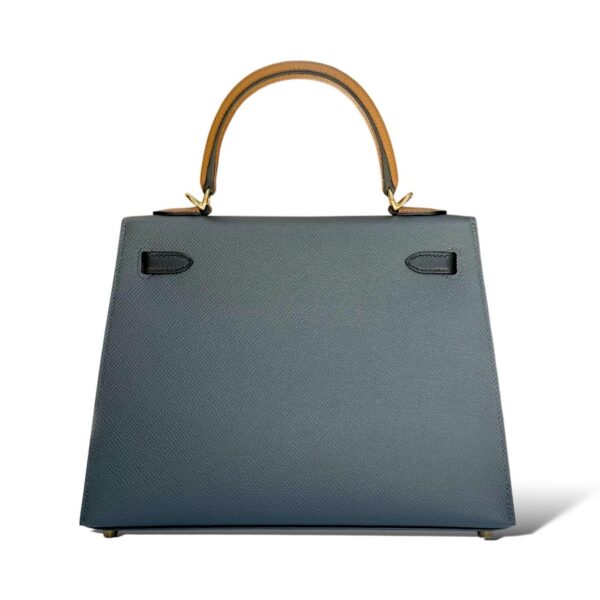 Hermes Kelly 25 Tricolor Gris Misty/Chai/Black Epsom PBHW - Image 4