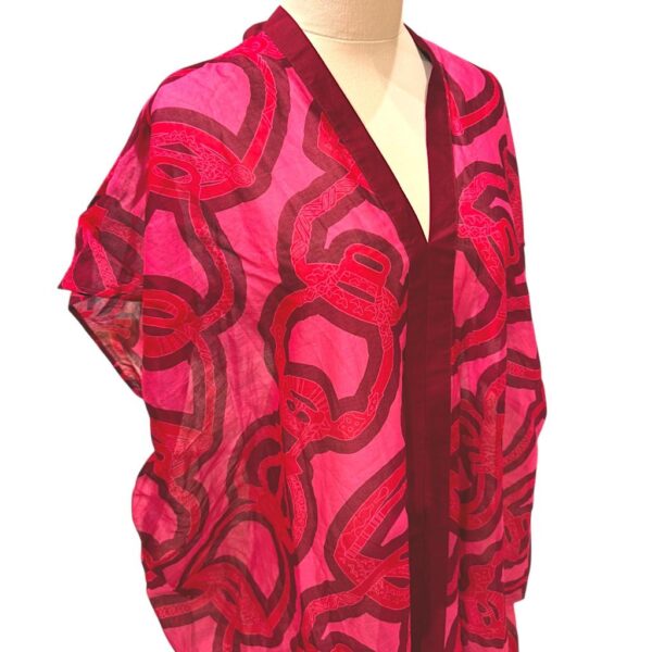 Hermes Caftan De Plage Fantaisie Détr Ox Rose Tapioca Free Size - Image 2