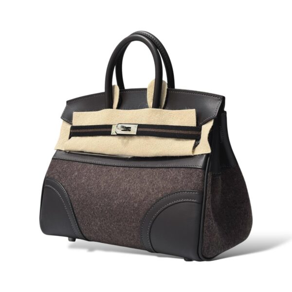 Hermes Birkin 25 Go Team Ebene Swift Calfskin/Wool Felt PHW - Image 6