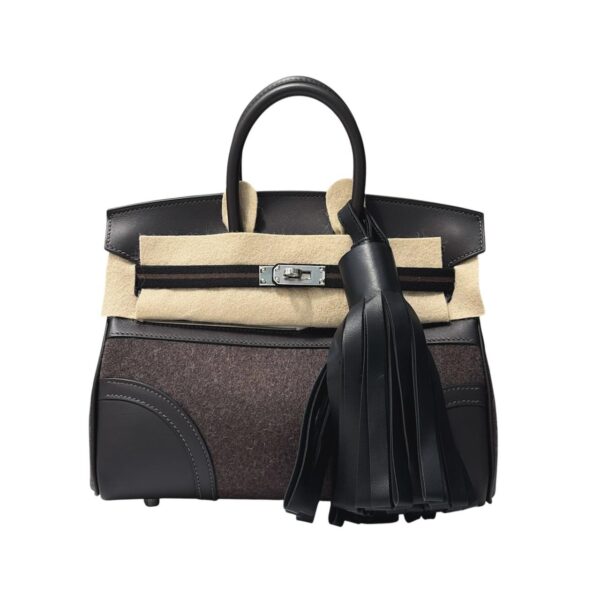 Hermes Birkin 25 Go Team Ebene Swift Calfskin/Wool Felt PHW - Image 2
