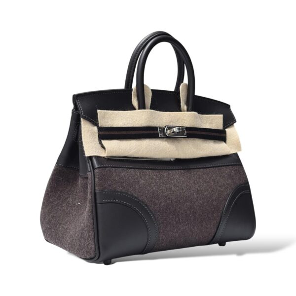 Hermes Birkin 25 Go Team Ebene Swift Calfskin/Wool Felt PHW - Image 3