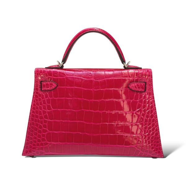 Hermes Kelly Mini Framboise Shiny Croco PHW - Image 4