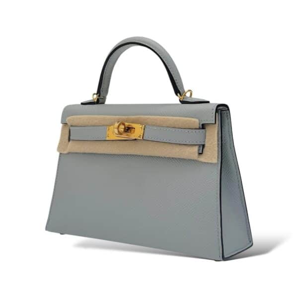 Hermes Kelly Mini Bleu Glacier Epsom GHW - Image 5