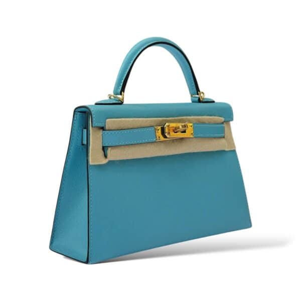 Hermes Kelly Mini Bleu de Nord Veau Madame GHW - Image 2