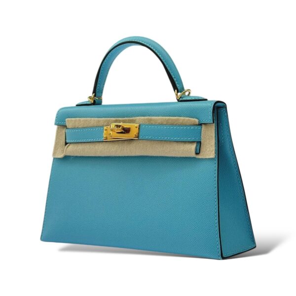 Hermes Kelly Mini Bleu de Nord Veau Madame GHW - Image 5