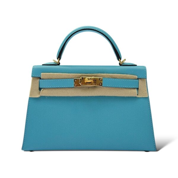Hermes Kelly Mini Bleu de Nord Veau Madame GHW