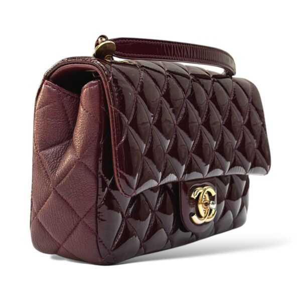 Chanel Patent Goatskin Quilted Burgundy Medium CC Eyelet Flap Bag - Image 2