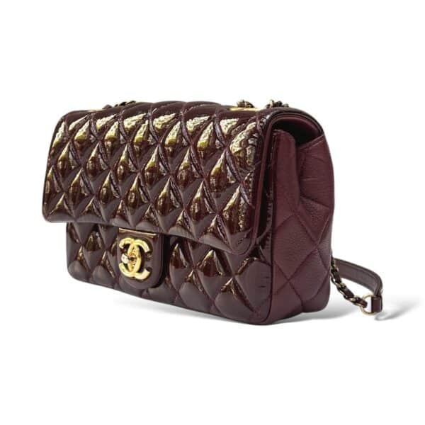 Chanel Patent Goatskin Quilted Burgundy Medium CC Eyelet Flap Bag - Image 4