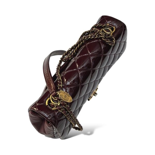 Chanel Patent Goatskin Quilted Burgundy Medium CC Eyelet Flap Bag - Image 5