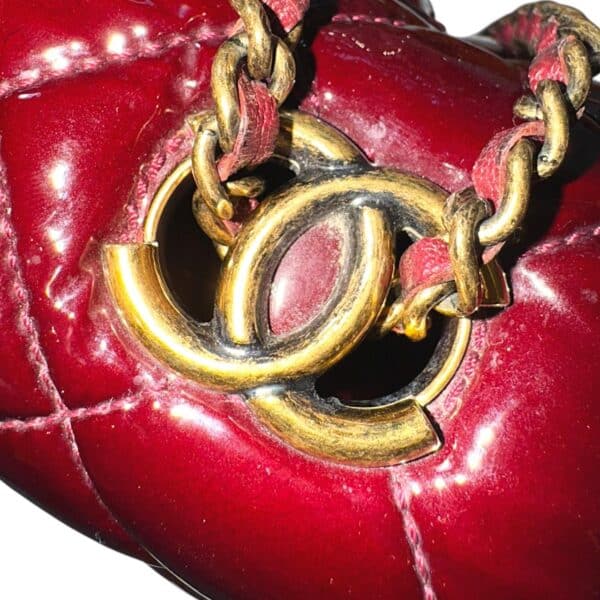 Chanel Patent Goatskin Quilted Burgundy Medium CC Eyelet Flap Bag - Image 7