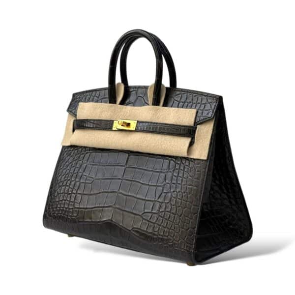 Hermes Birkin 25 Black Sellier Crocodile Matte GHW - Image 5