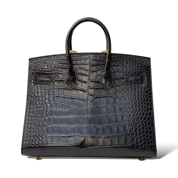 Hermes Birkin 25 Black Sellier Crocodile Matte GHW - Image 4