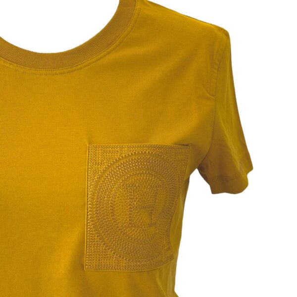 Hermes Droit Poche Brodee T-shirt Mustard Yellow Size 34 - Image 2