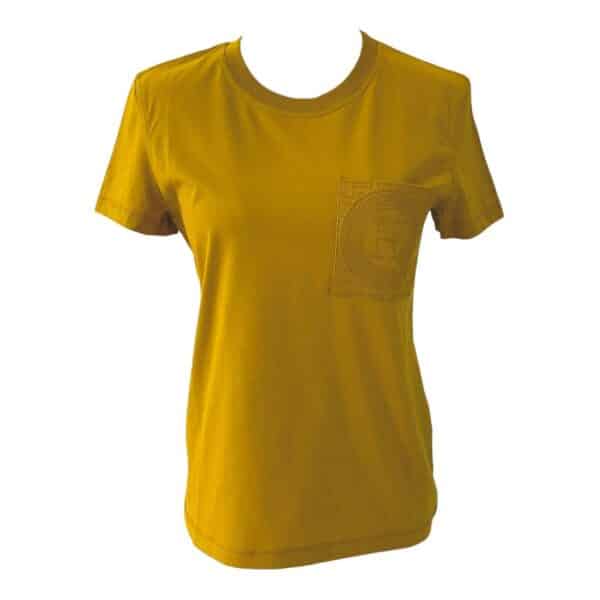 Hermes Droit Poche Brodee T-shirt Mustard Yellow Size 34