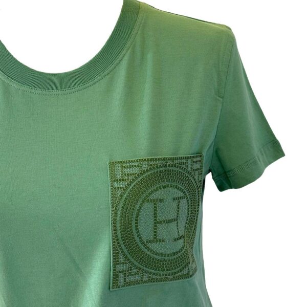 Hermes Droit Poche Brodee T-shirt Green Size 34 - Image 2
