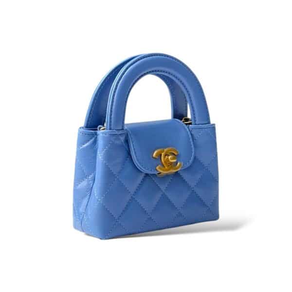 Chanel Mini Shopping Bag Slate Blue GHW - Image 3