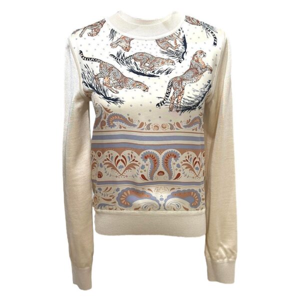 Hermes "Guepards et Palmettes" Long-sleeve Twillaine Sweater