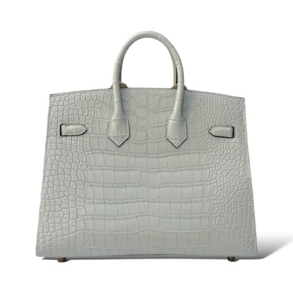 Hermes Birkin 25 Gris Neve Matte Croco GHW - Image 4