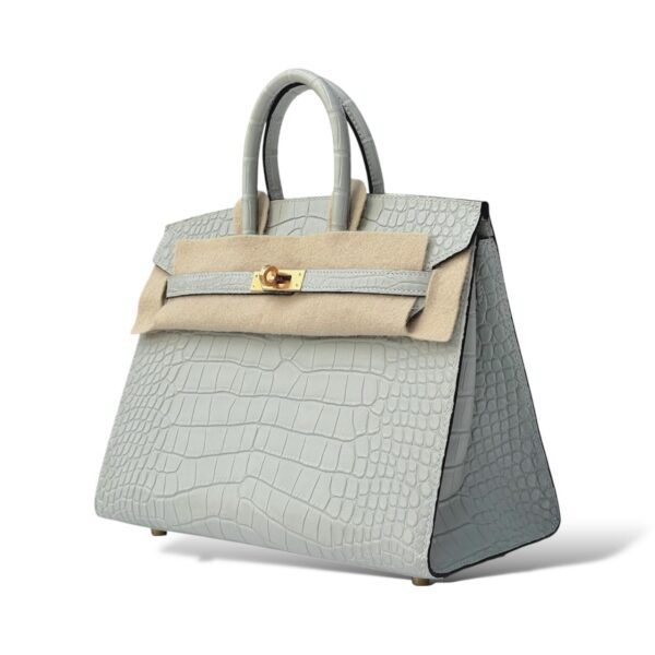 Hermes Birkin 25 Gris Neve Matte Croco GHW - Image 5
