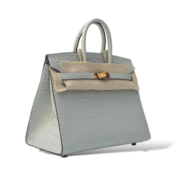 Hermes Birkin 25 Gris Neve Matte Croco GHW - Image 2