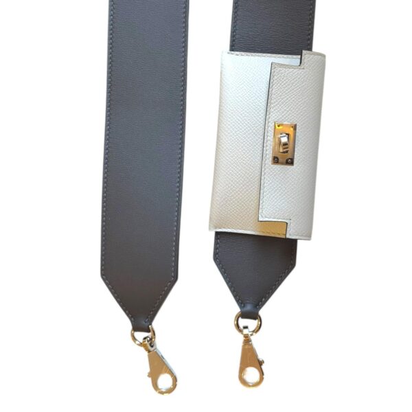Hermes Kelly Pocket Strap Bleu Glacier, Gris Misty PHW - Image 4