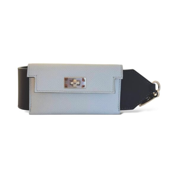 Hermes Kelly Pocket Strap Bleu Glacier, Gris Misty PHW