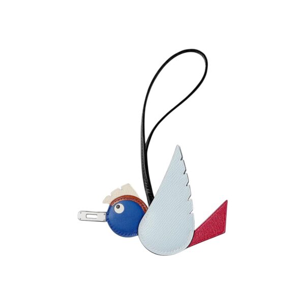 Hermes Birdy Charm bleu brume / rose Mexico / bleu royal / cuivre / nata / noir Epsom PHW