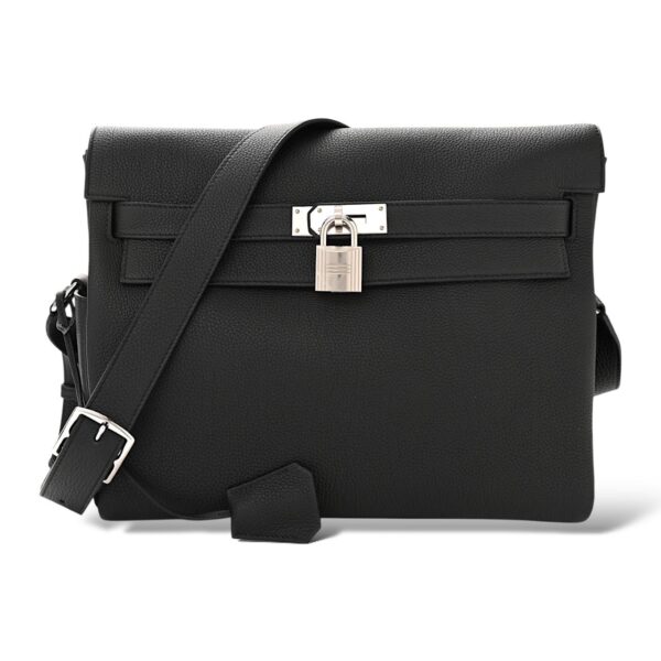 Hermes Kelly Messenger Black Togo PHW GM - Image 5