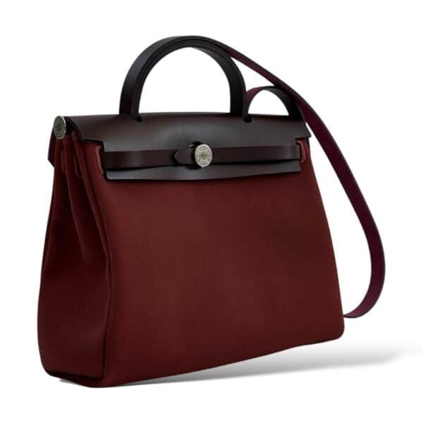 Hermes Herbag Zip 31 Rouge H/Rouge Sellier Canvas PHW - Image 2