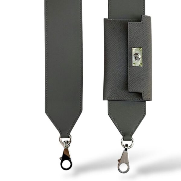 Hermes Kelly Pocket Strap Grey Epsom PHW - Image 4