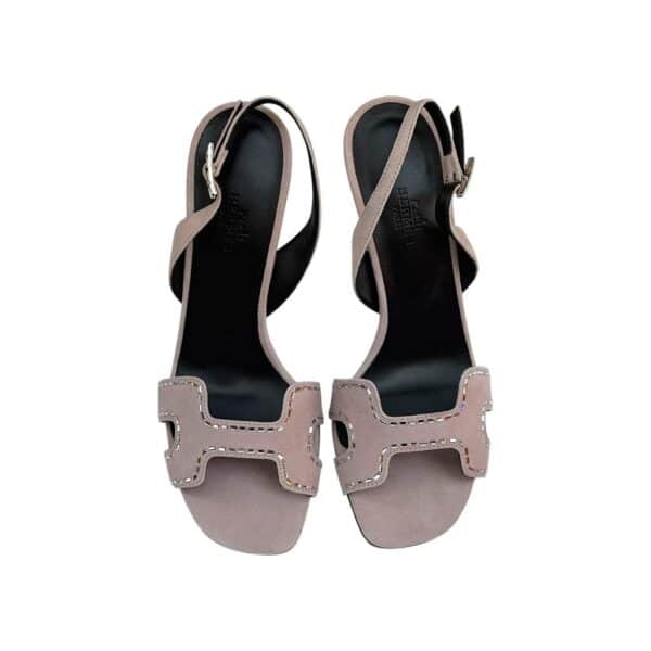 Hermes Holy 105 38.5 EU Pink Suede with Beads Sandals - Image 2