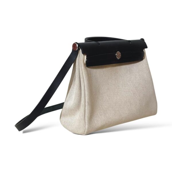 Hermes Herbag Zip 31 Beige/Black Canvas Vintage PHW - Image 2