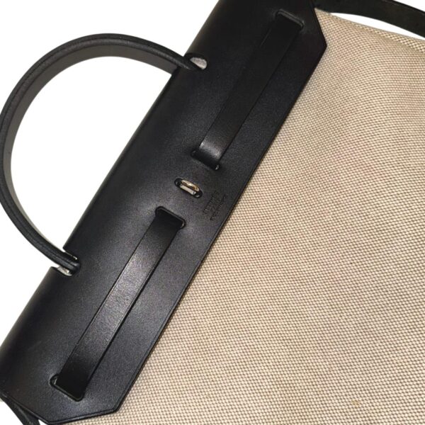 Hermes Herbag Zip 31 Beige/Black Canvas Vintage PHW - Image 4