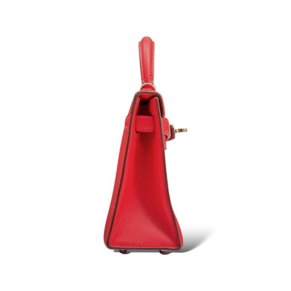 Hermes Mini Kelly Rouge Casaque Epsom PHW - Image 3