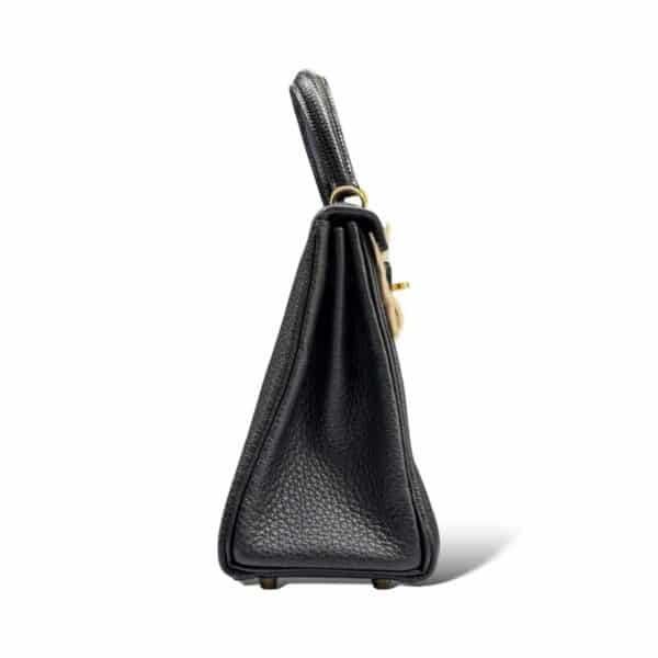 Hermes Kelly 25 Black Togo/Lizard Touch GHW - Image 3