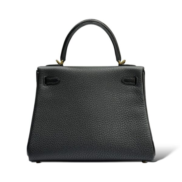 Hermes Kelly 25 Black Togo/Lizard Touch GHW - Image 4