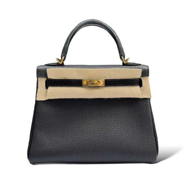 Hermes Kelly 25 Black Togo/Lizard Touch GHW