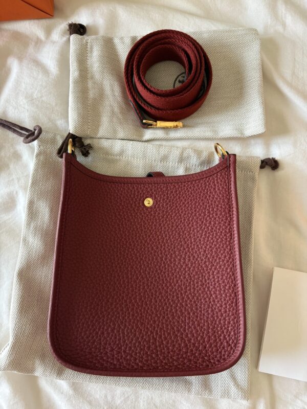 Hermes Mini Evelyne Rouge H Clemence GHW - Image 3