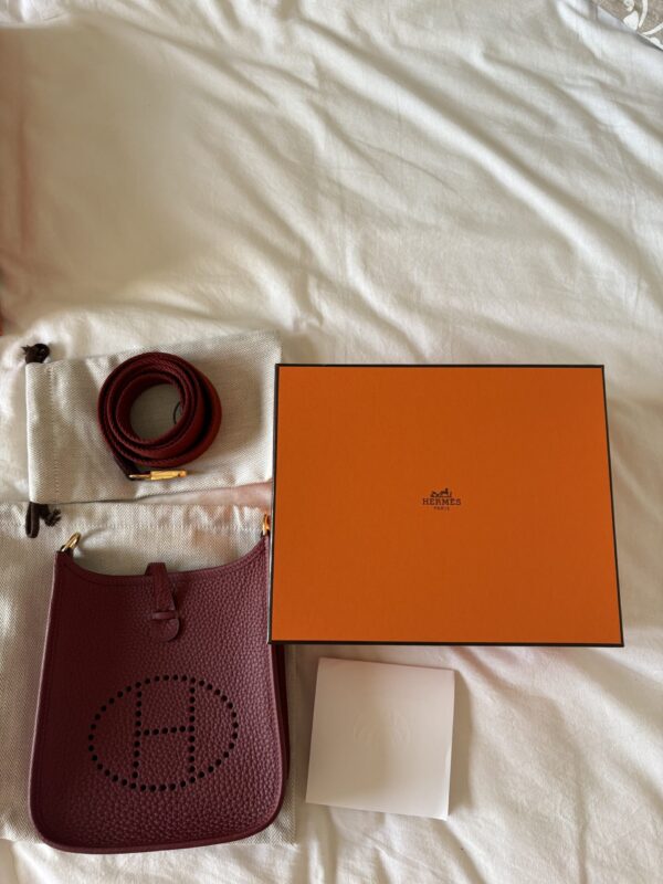Hermes Mini Evelyne Rouge H Clemence GHW - Image 2